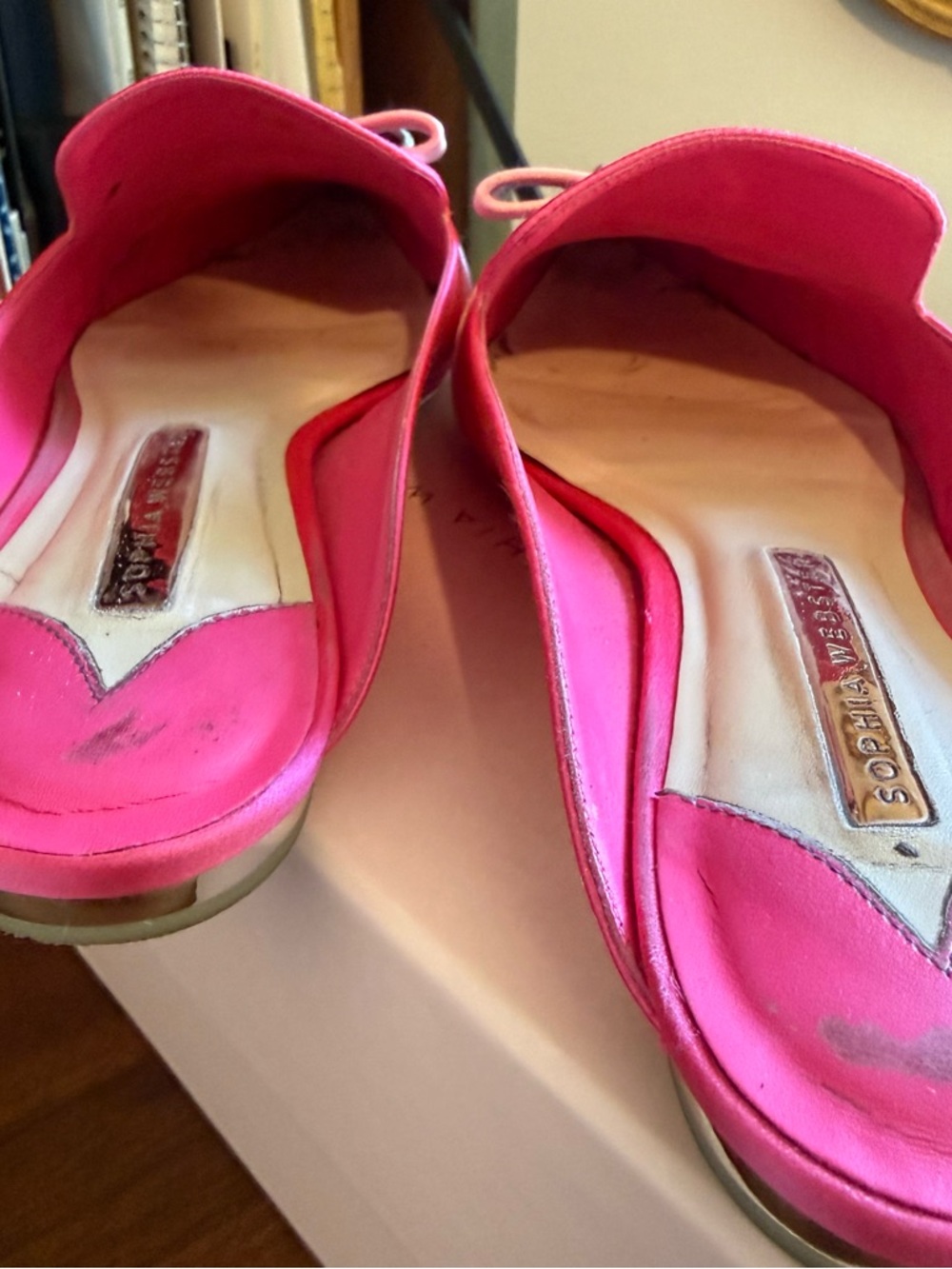 Sophia Webster Pink Satin Andie Pointed-Toe Bow Mule Slipper - Picture 3 of 9